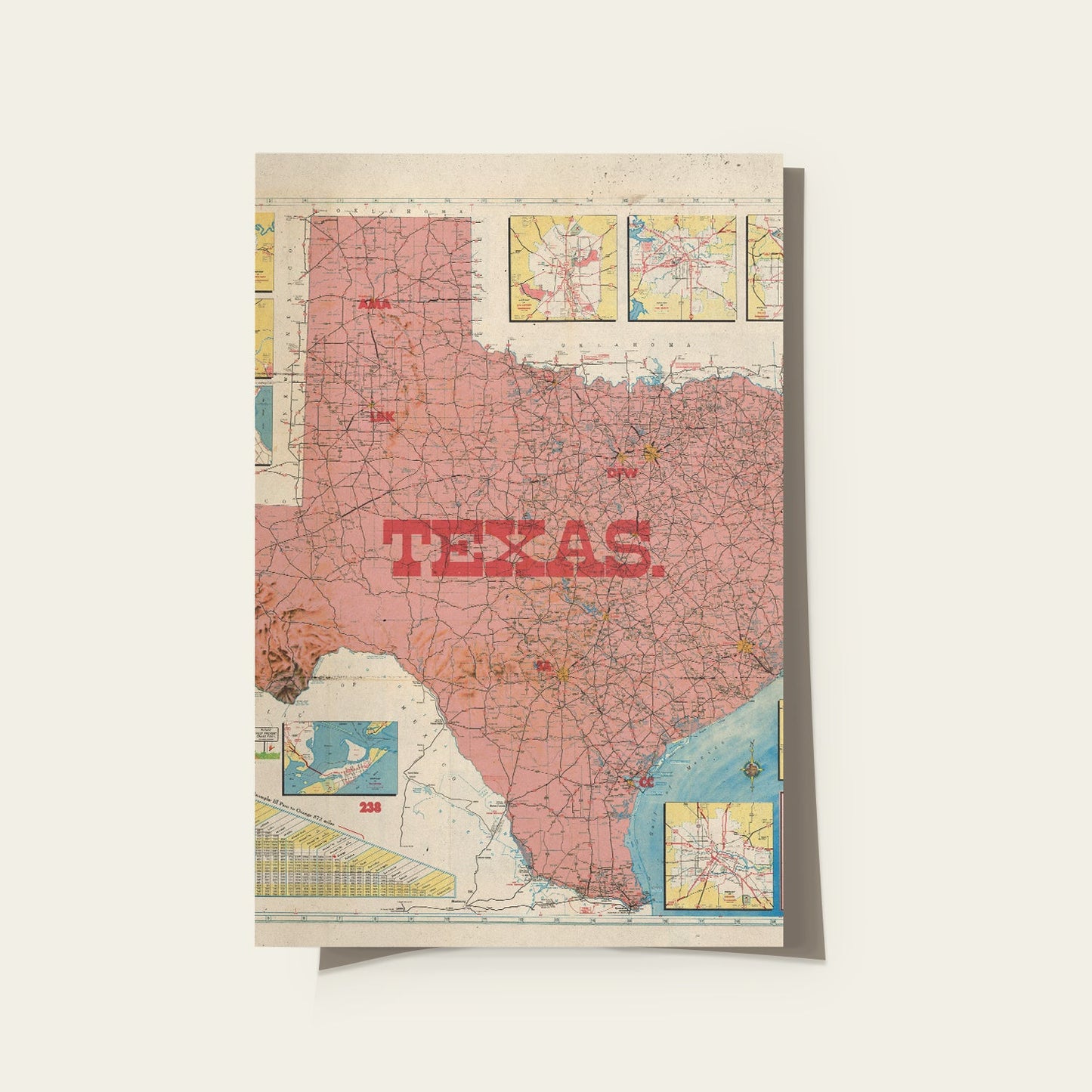 Texas State Map I Print