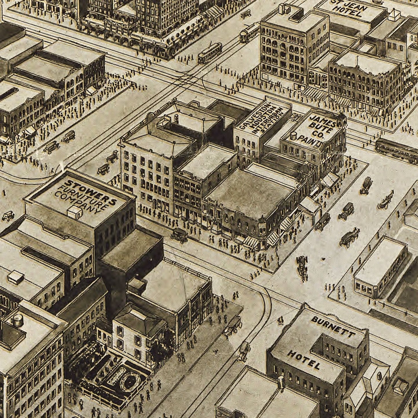 Vintage Map of Houston, Texas 1912