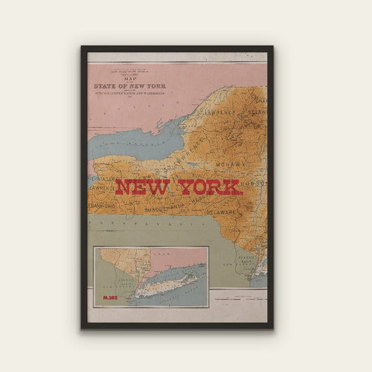 New York State Map I Print