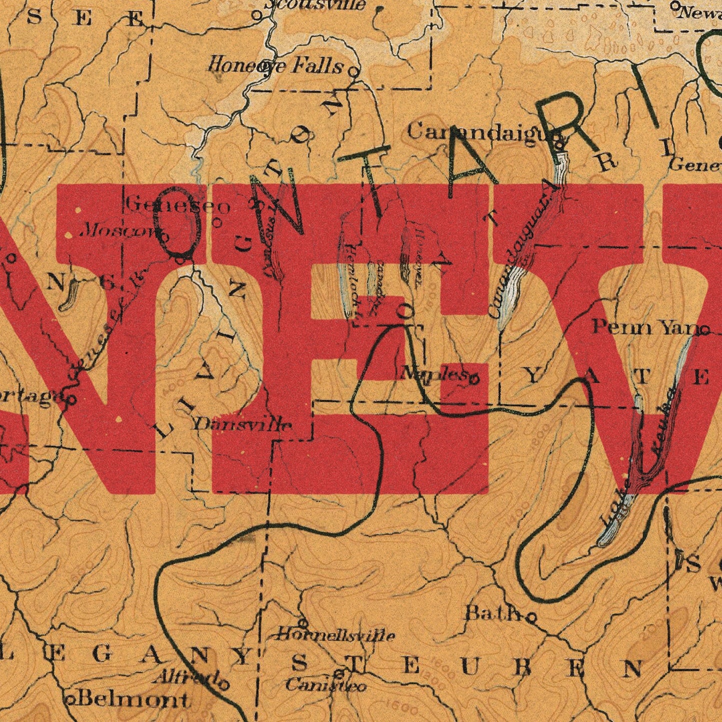 New York State Map I Print