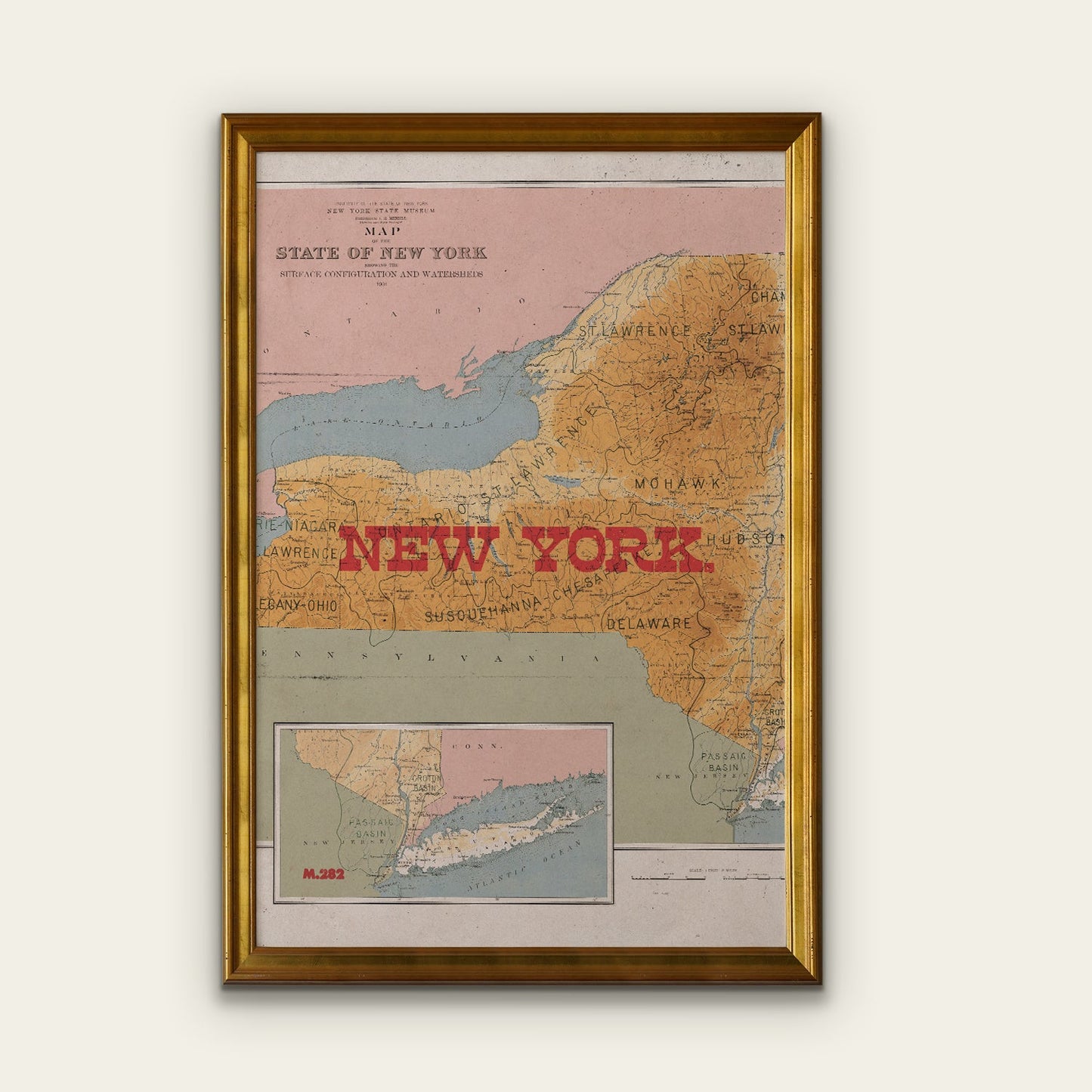 New York State Map I Print