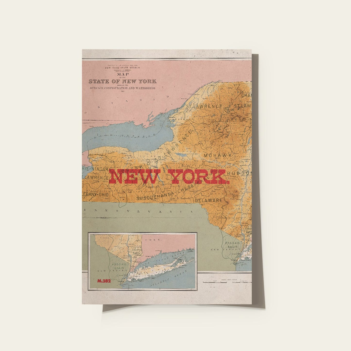 New York State Map I Print