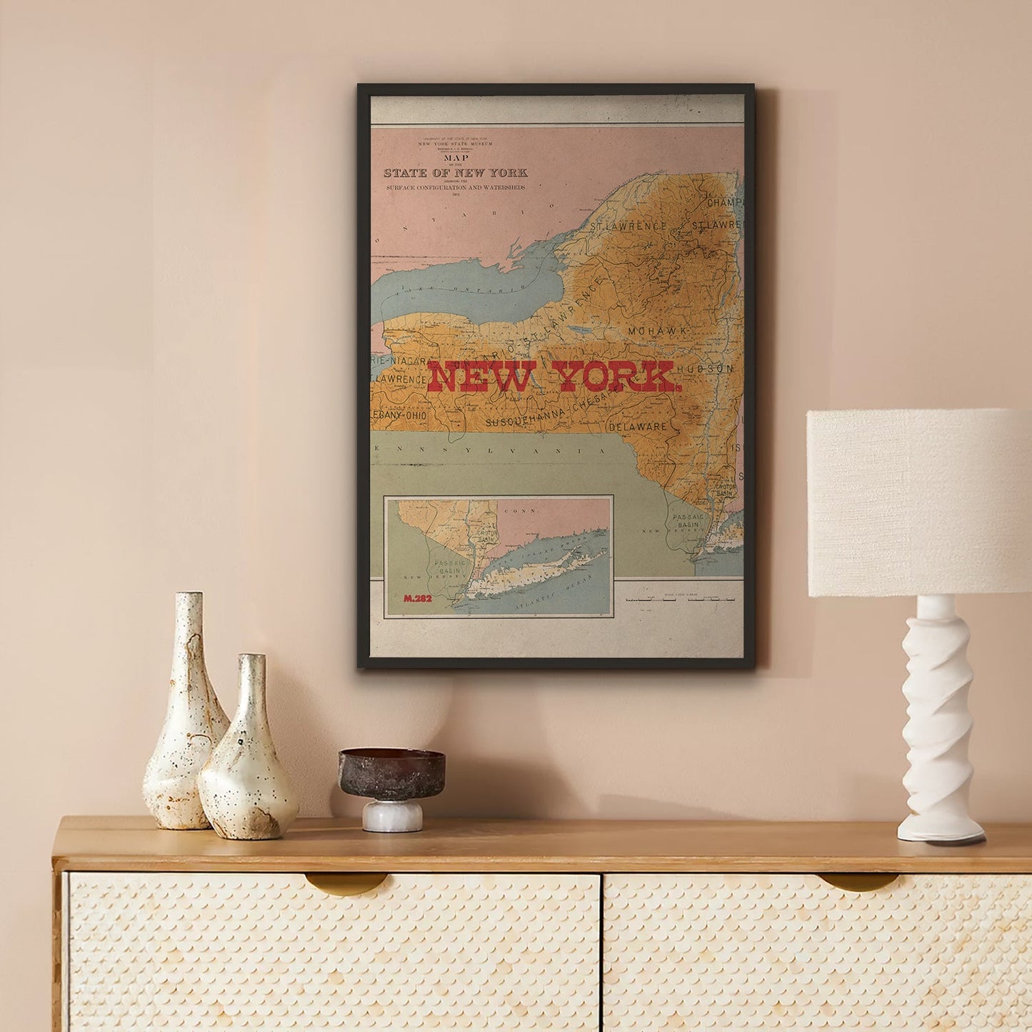 New York State Map I Print