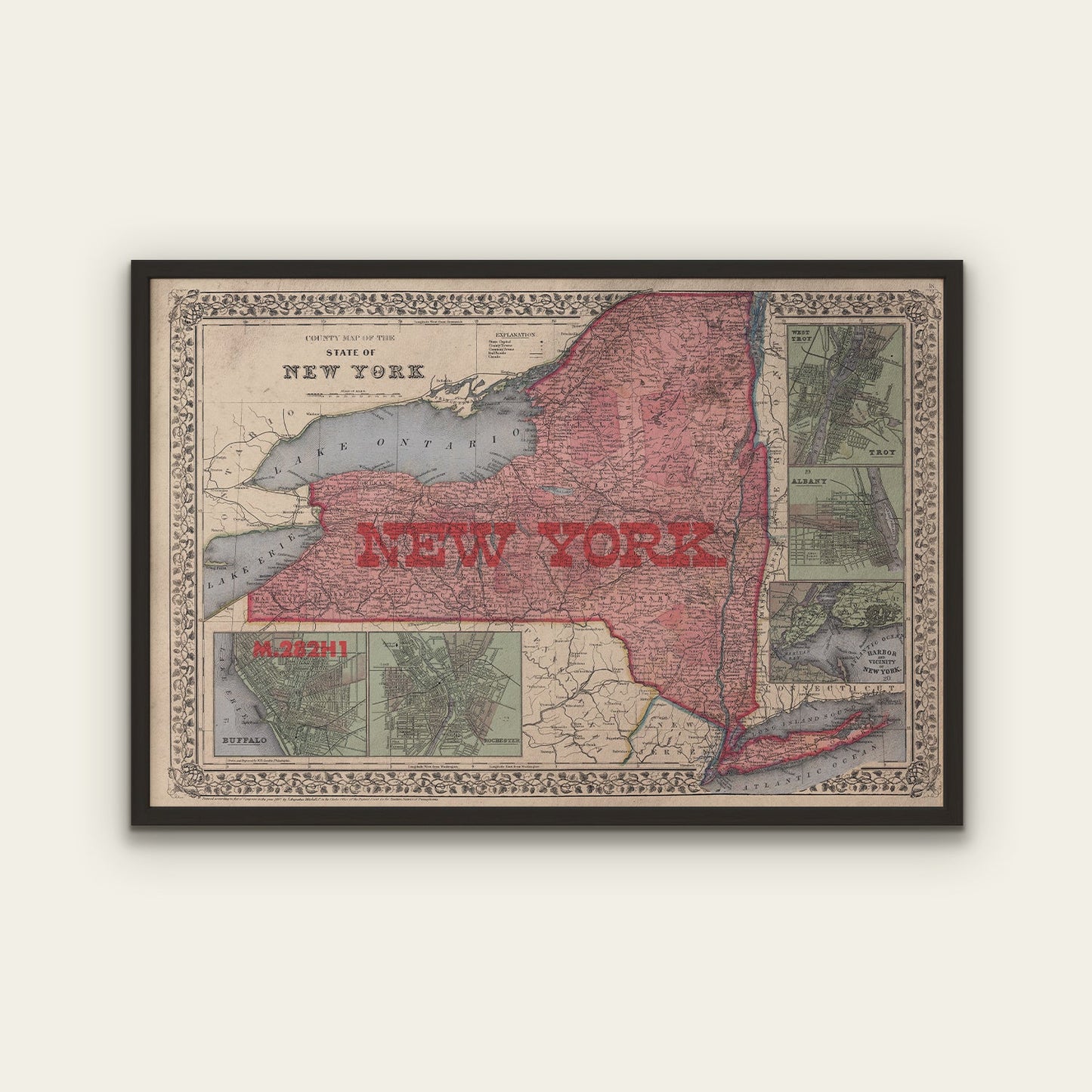 New York State Map II Print
