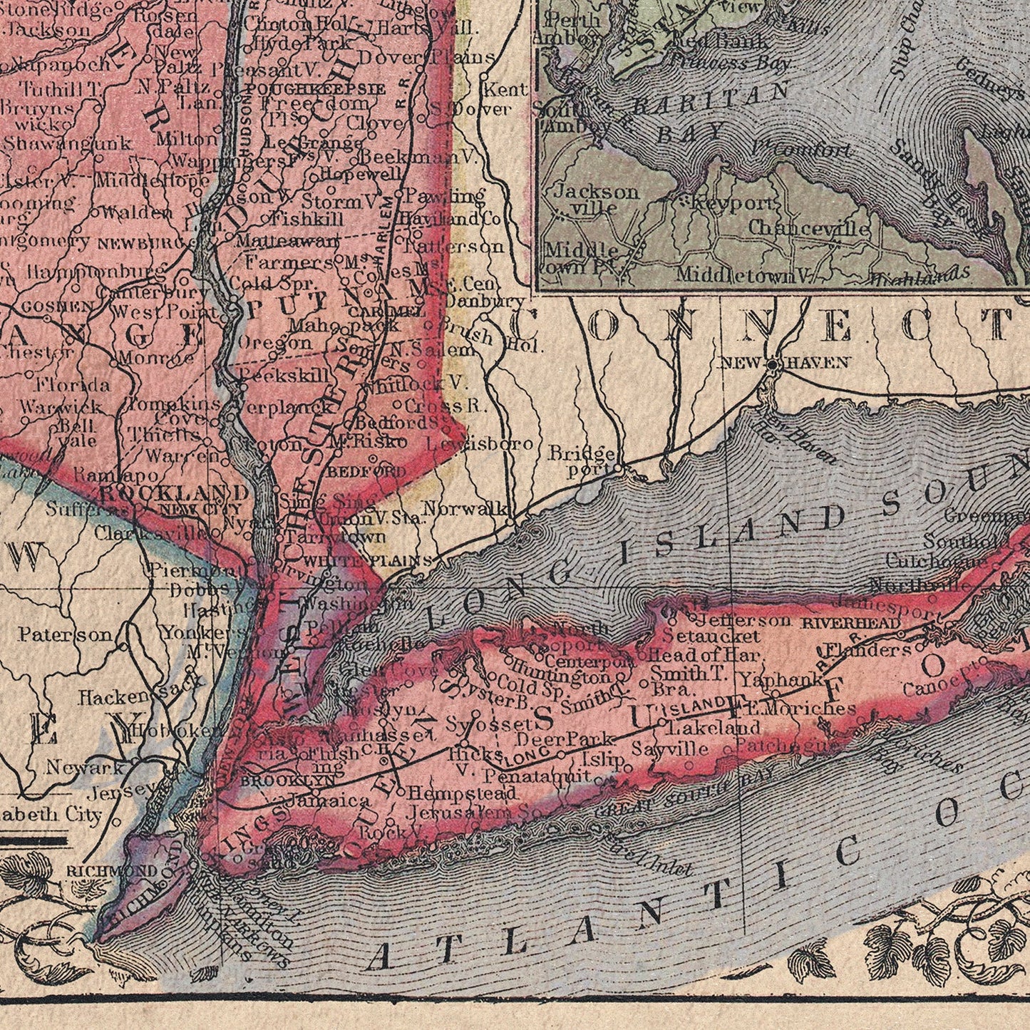 New York State Map II Print