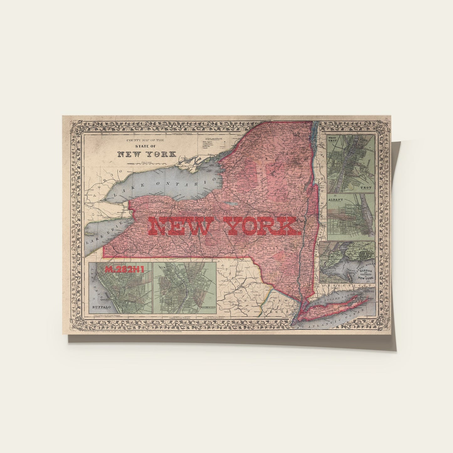 New York State Map II Print