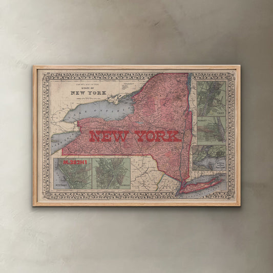 New York State Map II Print