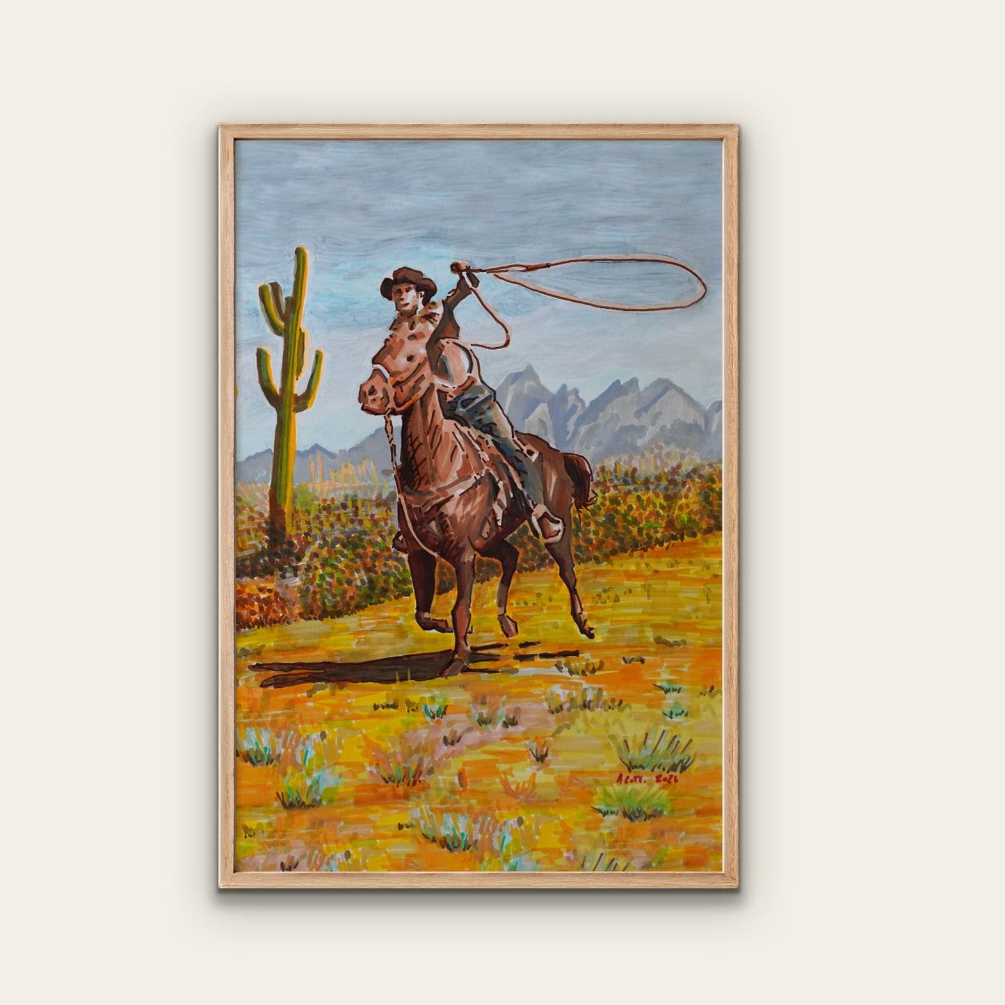 Cowboy on Horseback Print