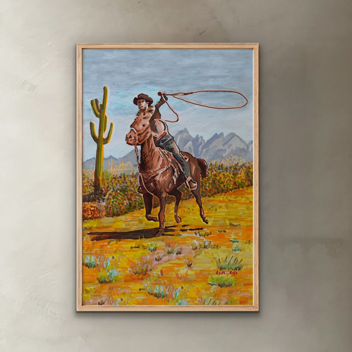 Cowboy on Horseback Print