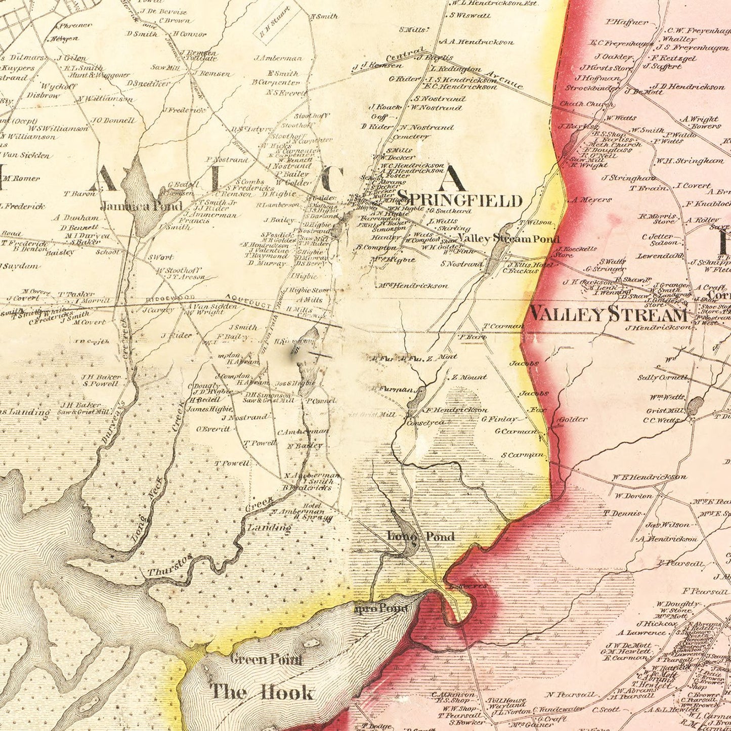 Vintage Map Print of Queens County, New York 1859