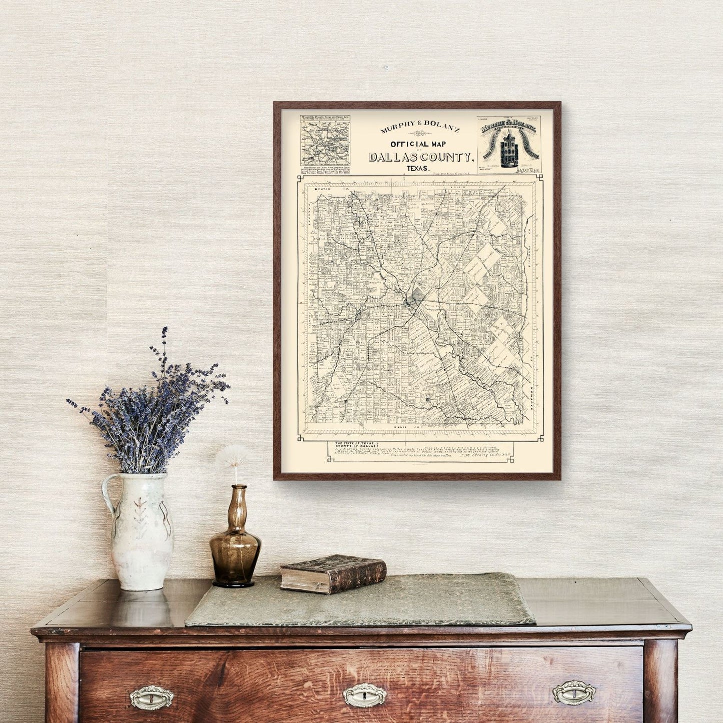 Vintage Map of Dallas County, Texas 1886
