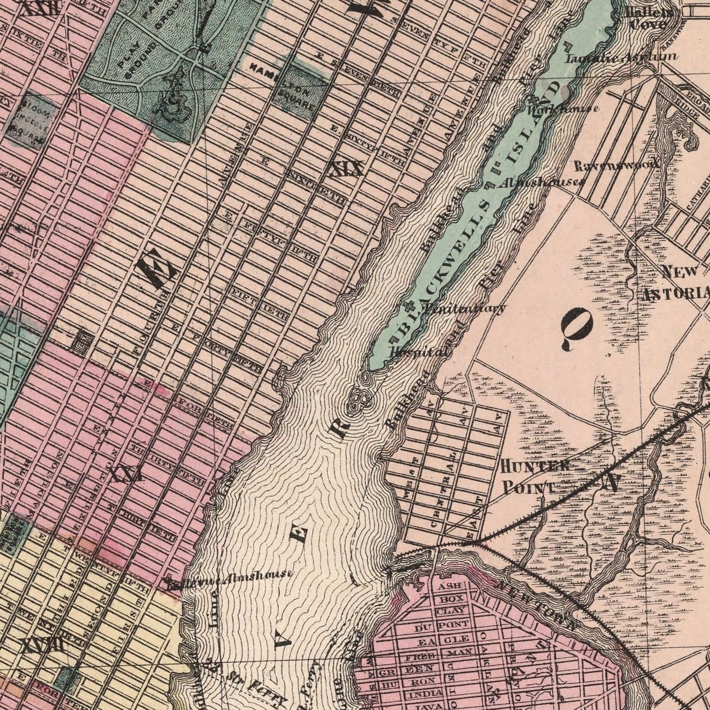 Vintage Map Print of Brooklyn, New York 1867