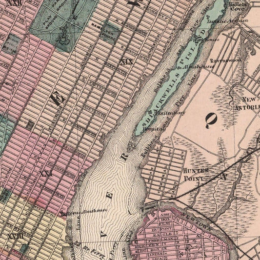 Vintage Map Print of Brooklyn, New York 1867