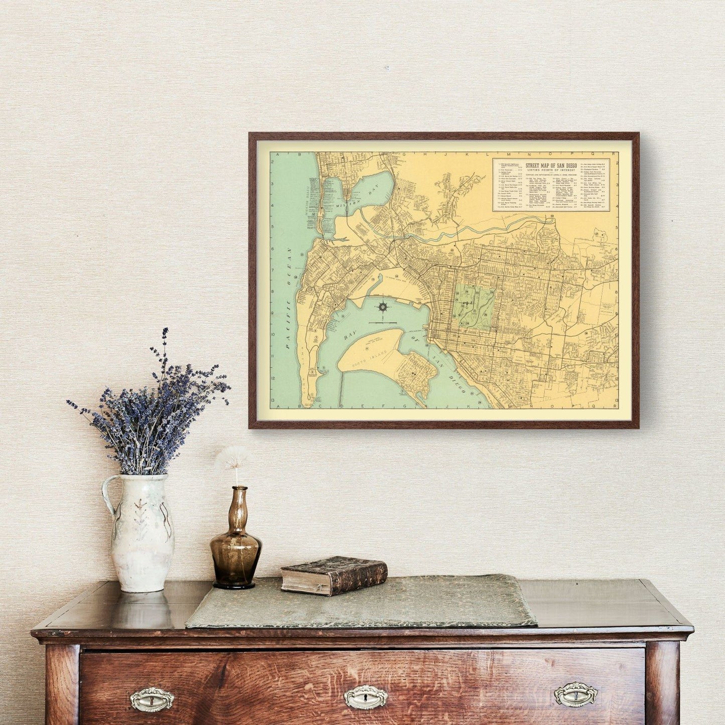 Vintage Map of San Diego, California 1935