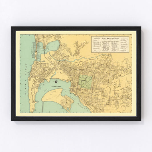 Vintage Map of San Diego, California 1935