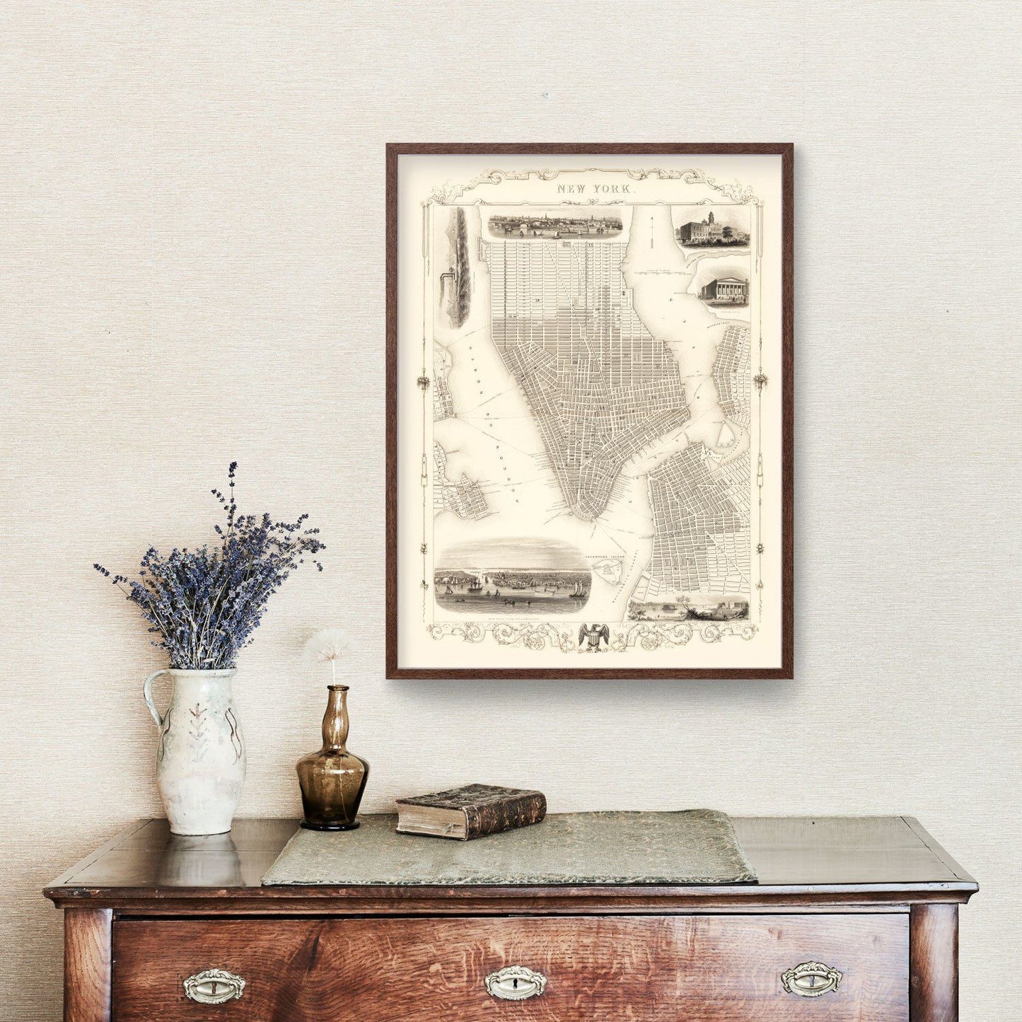 1851 Vintage Map of NYC Lower Manhattan