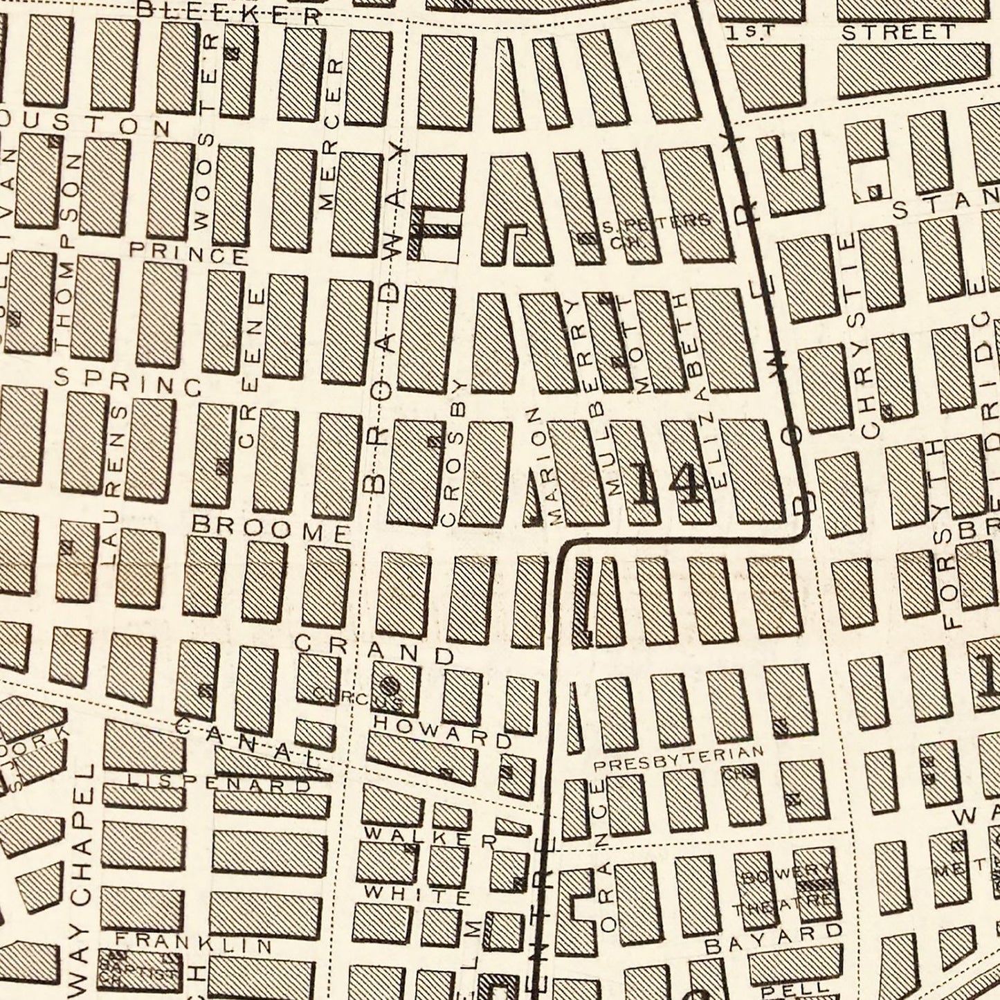 1851 Vintage Map of NYC Lower Manhattan