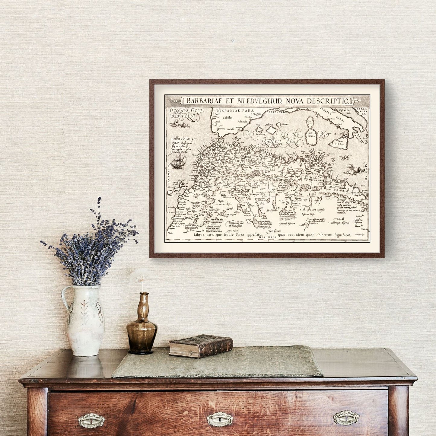 Vintage Map of North Africa & the Mediterranean Sea, 1570