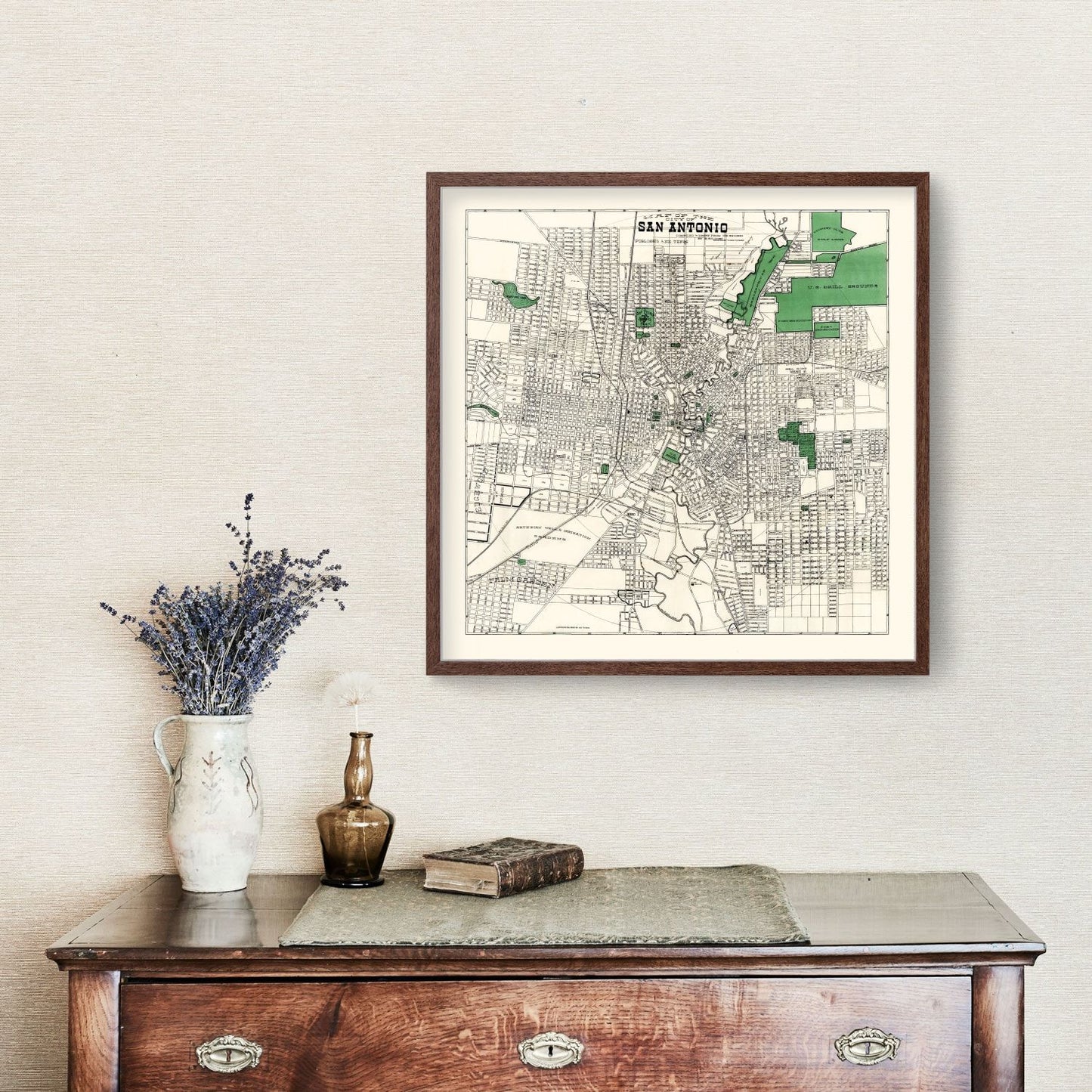 Vintage Map of San Antonio, Texas 1909
