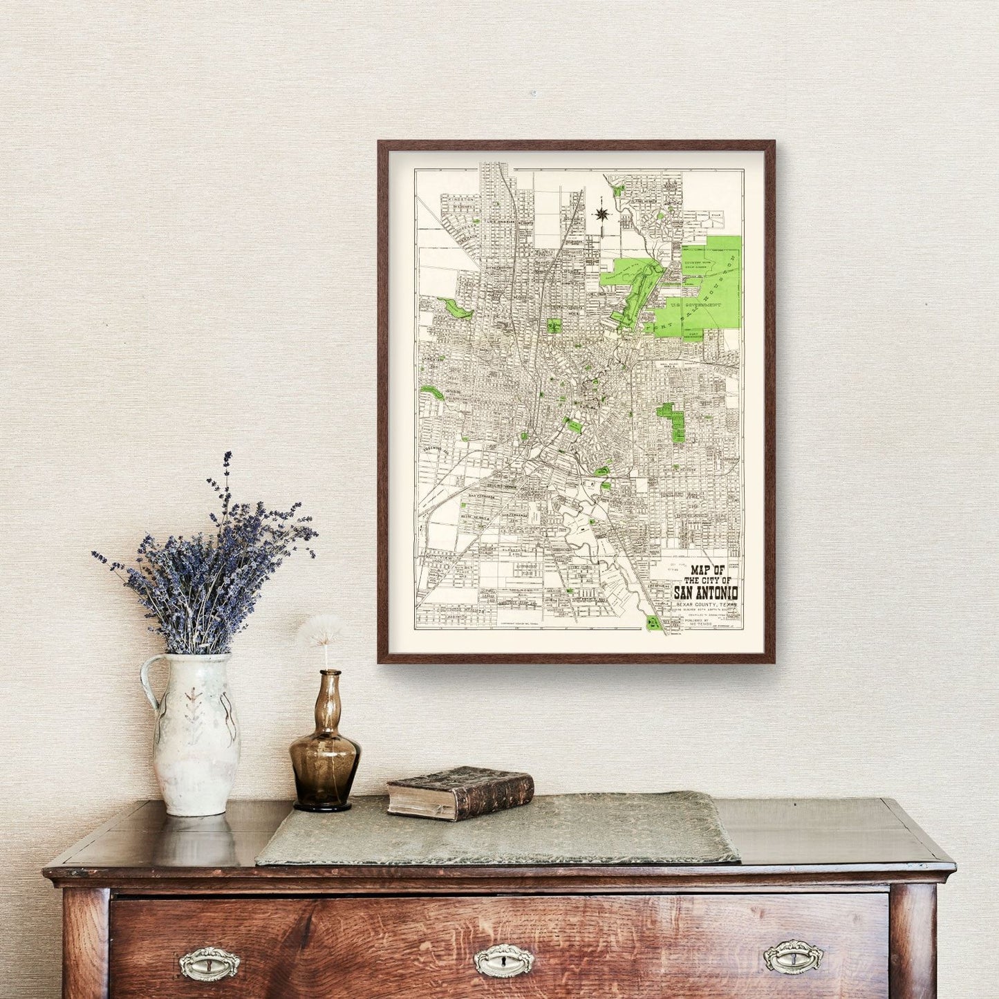 Vintage Map of San Antonio, Texas 1924