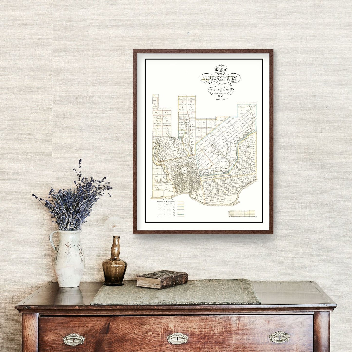 Vintage Map of Austin, Texas 1850