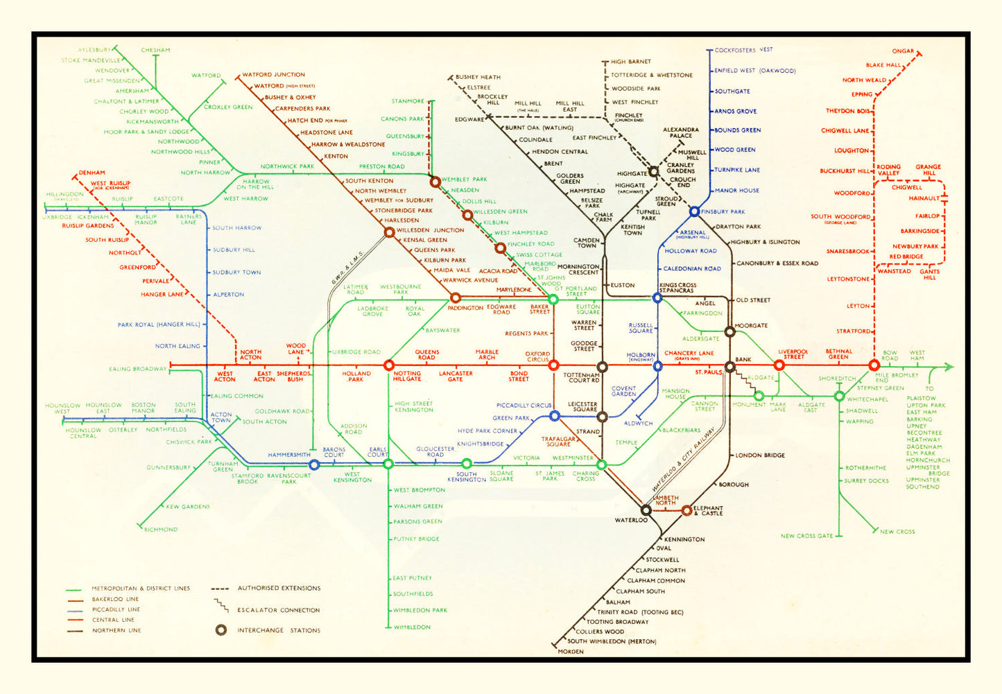 Vintage Railroad Map of London 1938