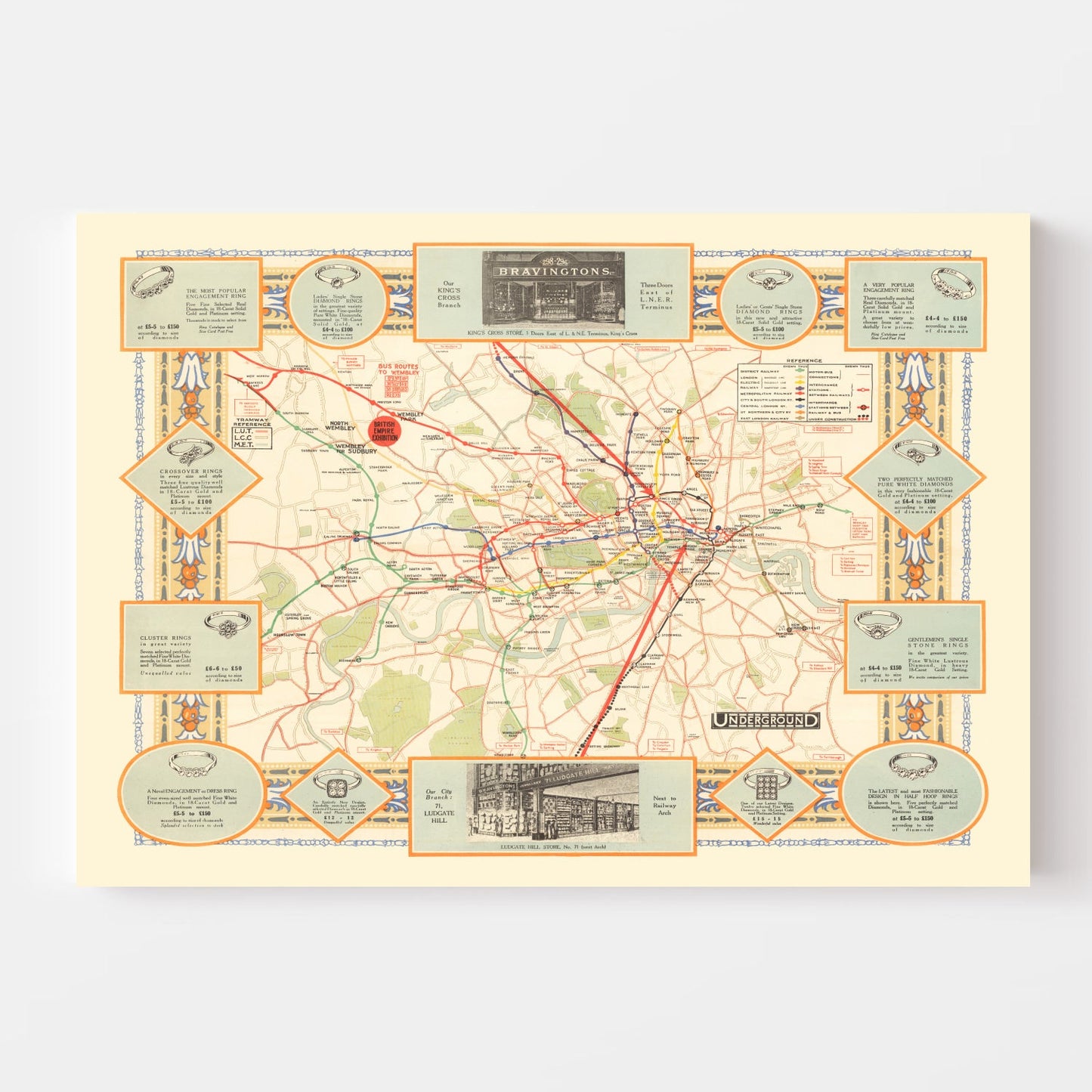 Vintage Railroad Map of London 1922