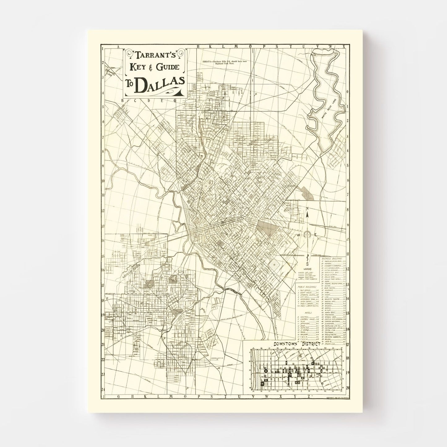 Vintage Map of Dallas, Texas 1925