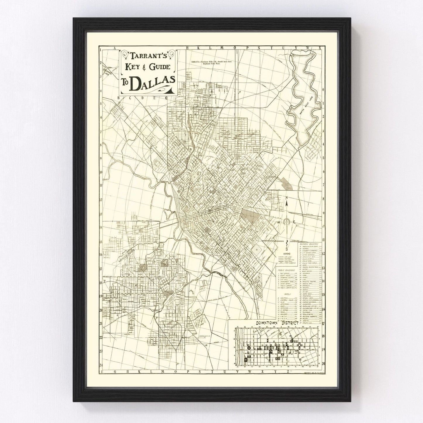 Vintage Map of Dallas, Texas 1925