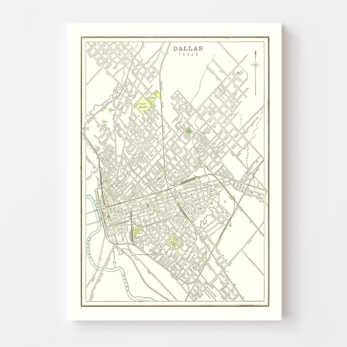 Vintage Map of Dallas, Texas 1893