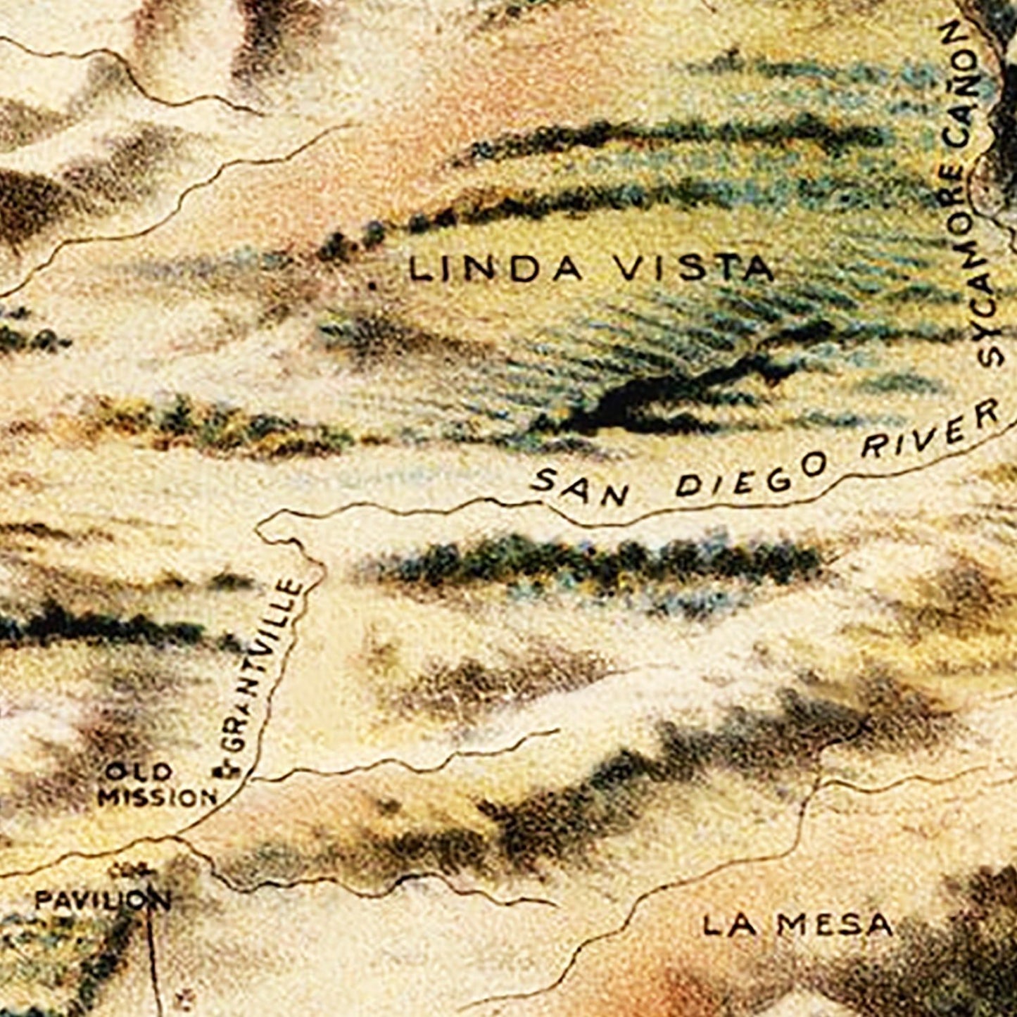Vintage Map Print of San Diego Bay, California 1899