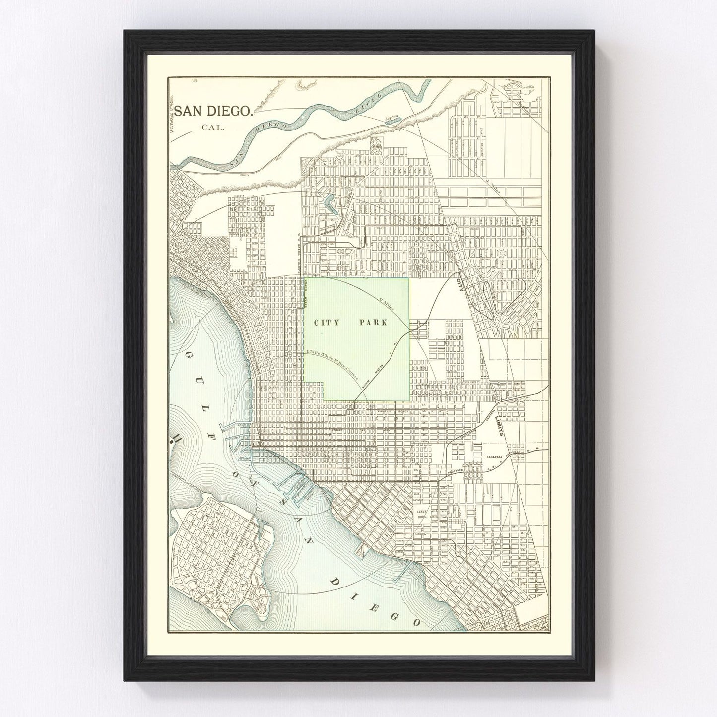 Vintage Map of San Diego, California 1912