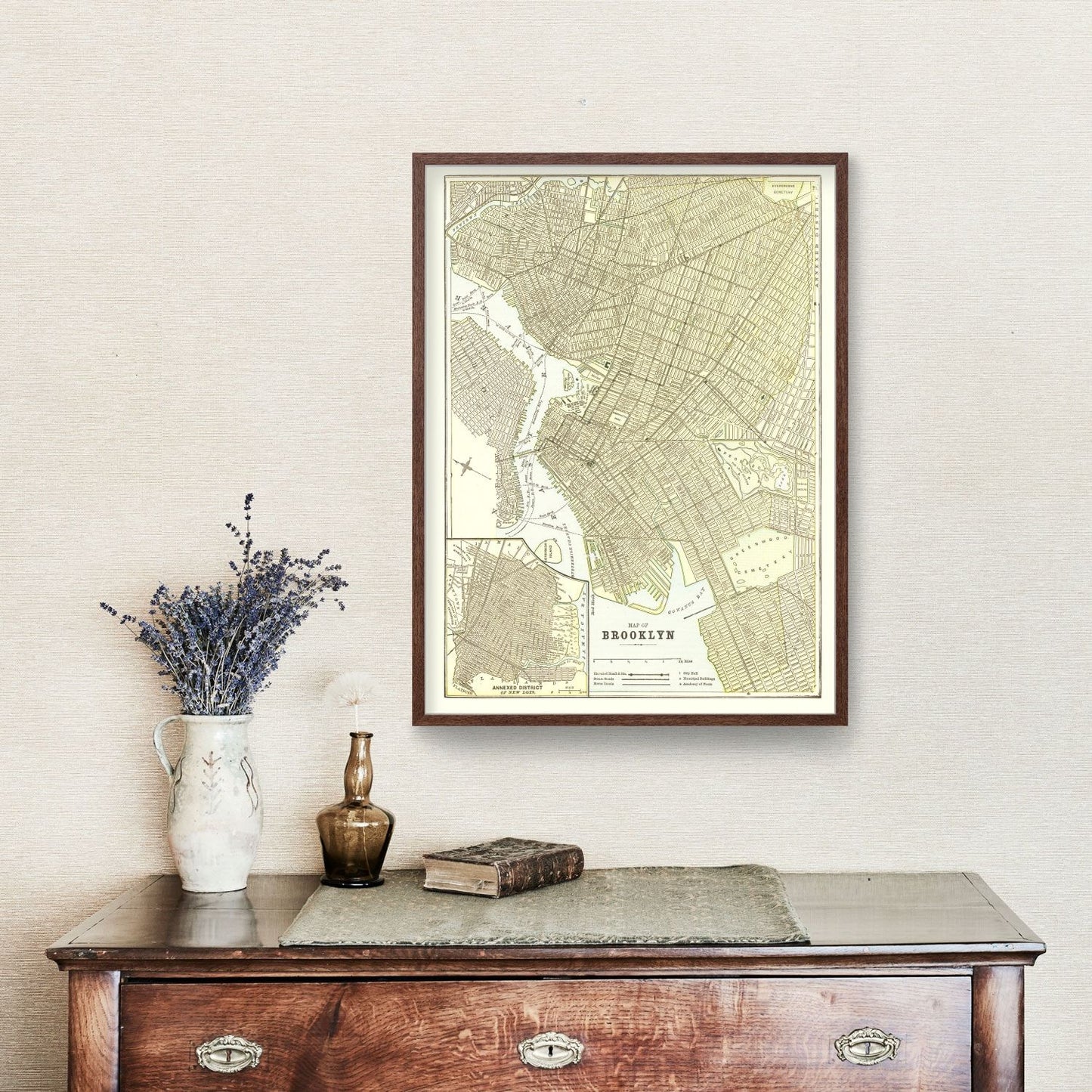 Vintage Map Print of Brooklyn, New York 1890
