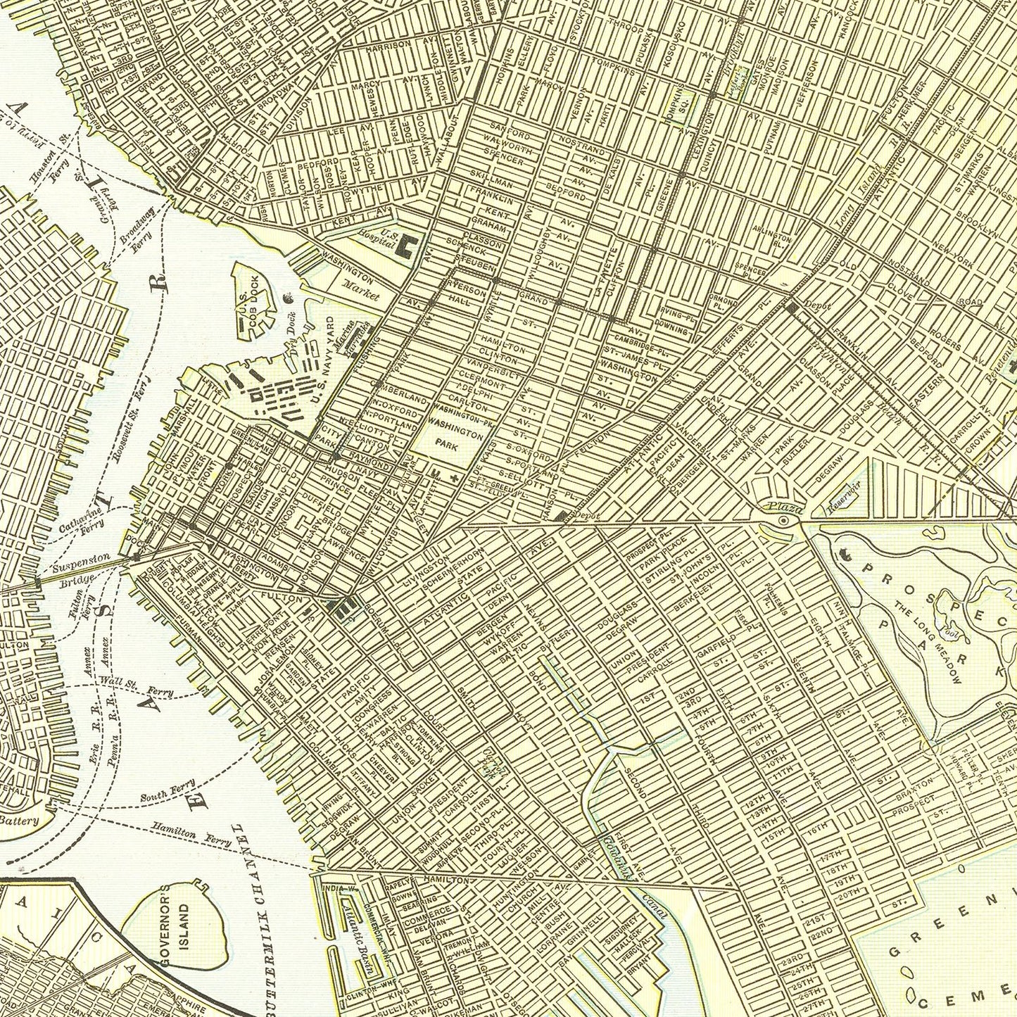 Vintage Map Print of Brooklyn, New York 1890