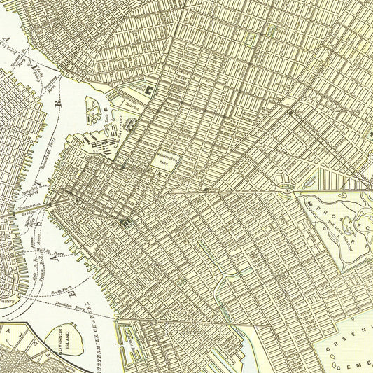 Vintage Map Print of Brooklyn, New York 1890