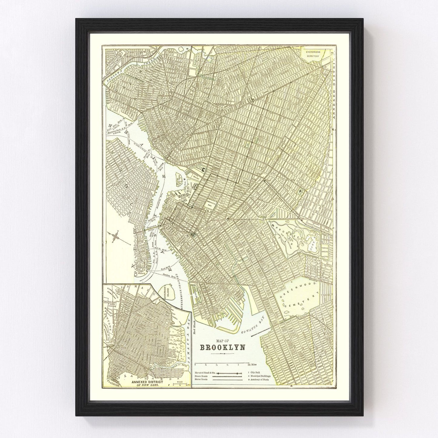 Vintage Map Print of Brooklyn, New York 1890