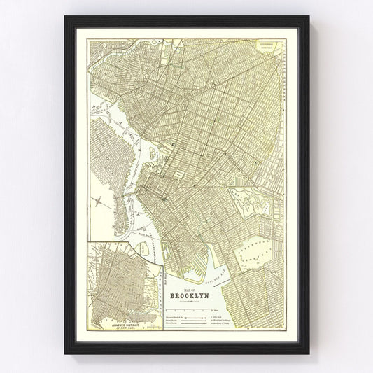 Vintage Map Print of Brooklyn, New York 1890