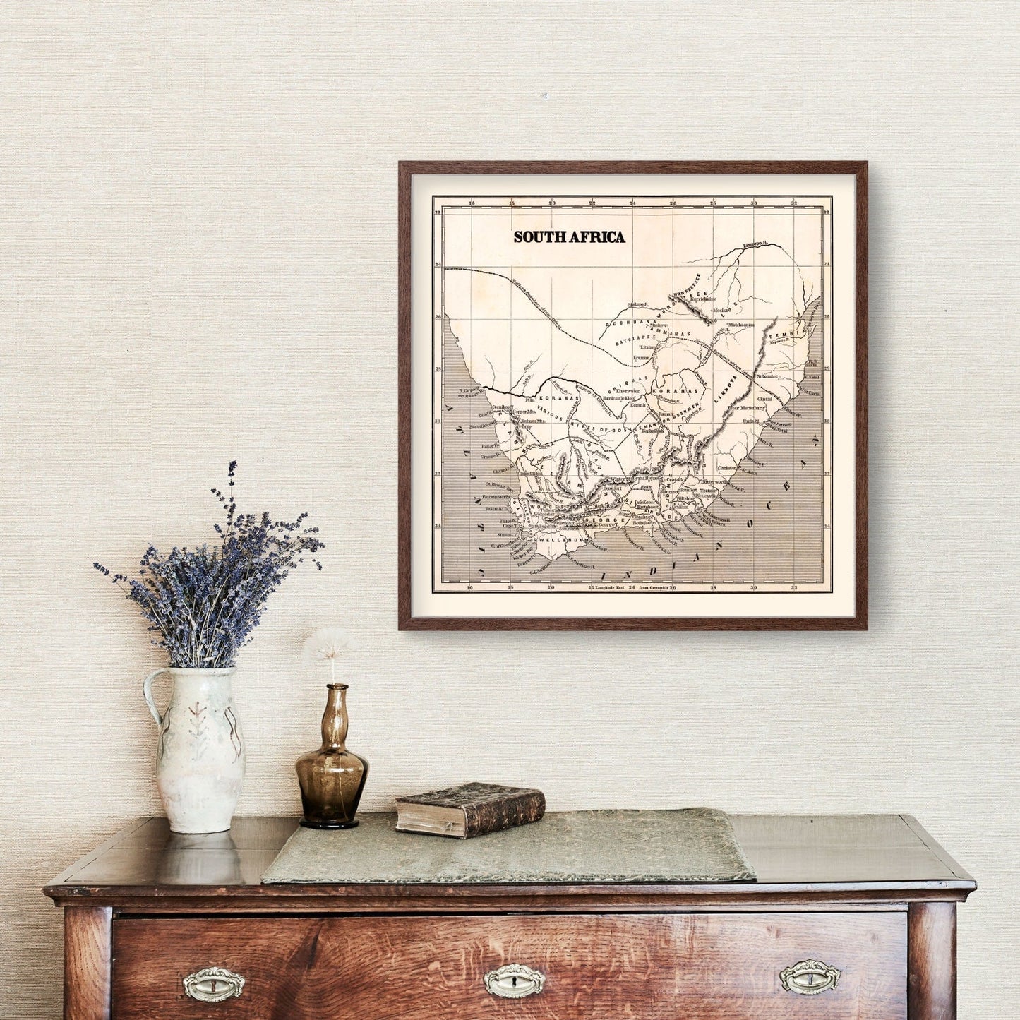 Vintage Map of South Africa, 1848