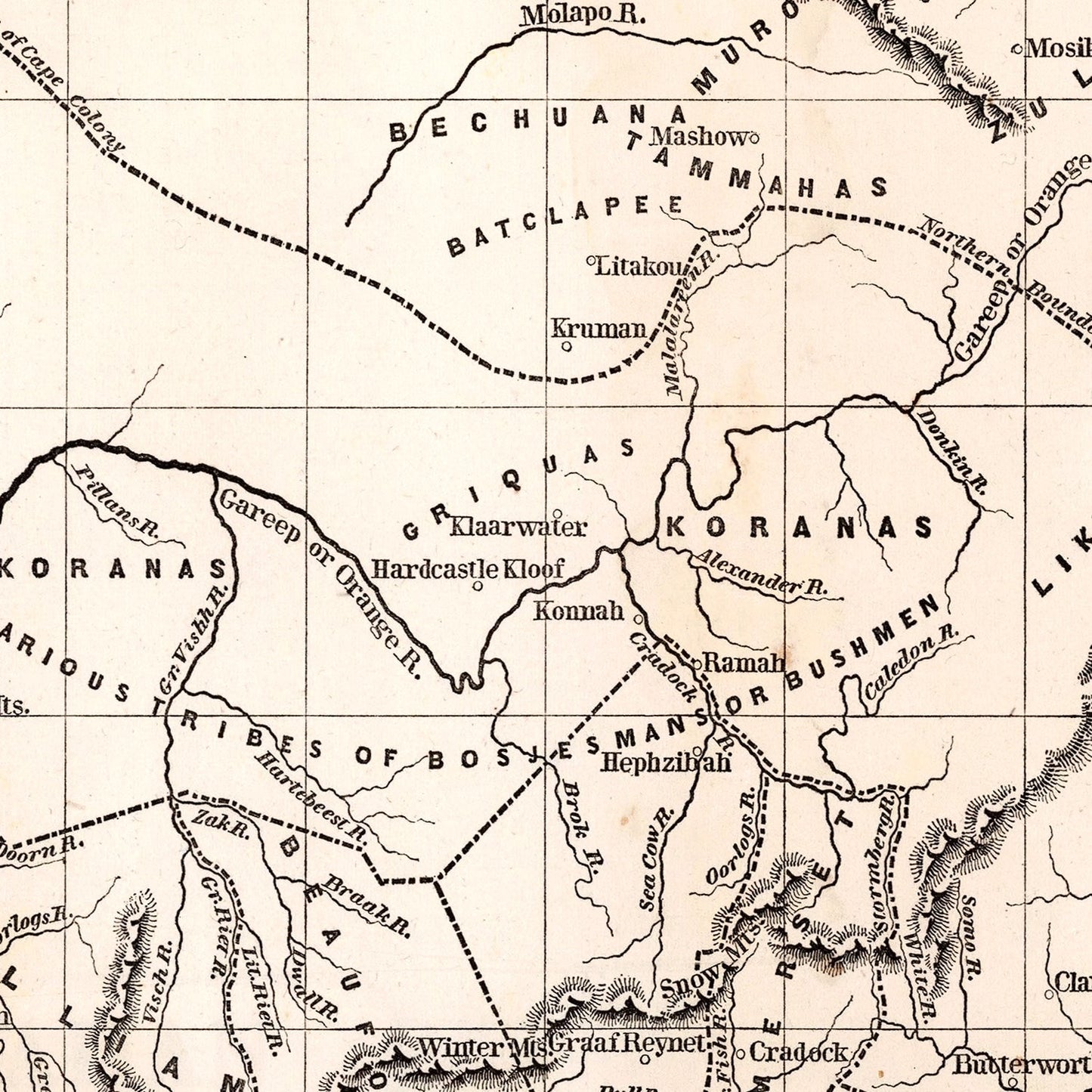 Vintage Map of South Africa, 1848