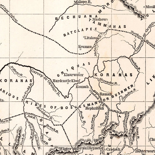 Vintage Map of South Africa, 1848