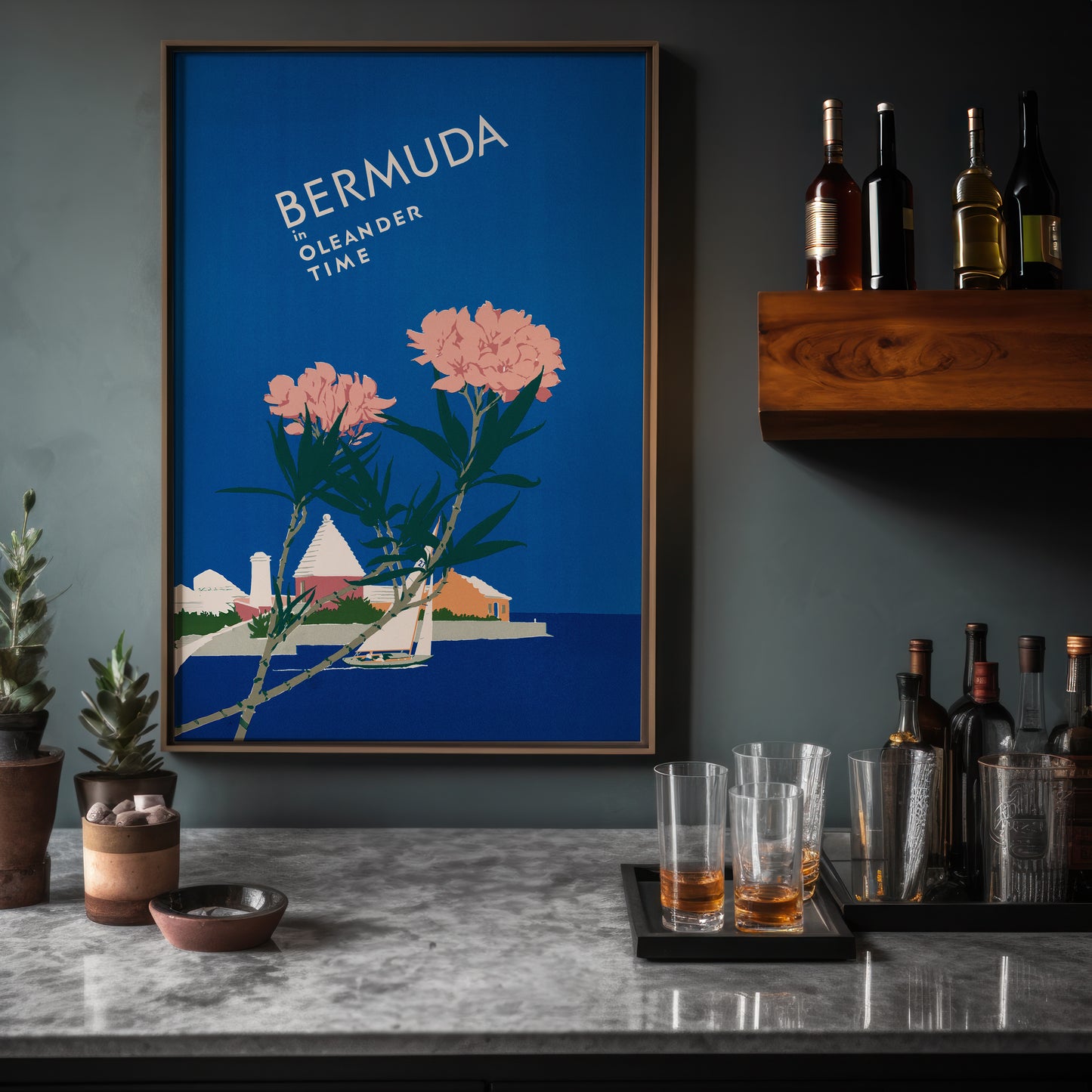 Bermuda in Oleander Time – Vintage Travel Poster Print