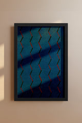 Blue and Red Zigzag Japanese Edo Era Vintage Textile Print – Japanese Wall Art
