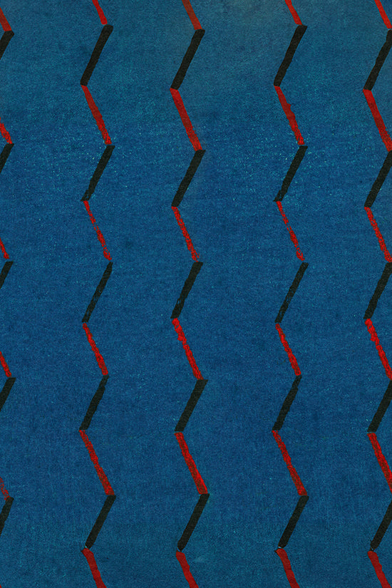 Blue and Red Zigzag Japanese Edo Era Vintage Textile Print – Japanese Wall Art