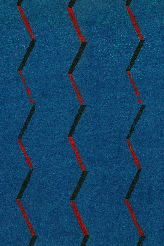 Blue and Red Zigzag Japanese Edo Era Vintage Textile Print – Japanese Wall Art