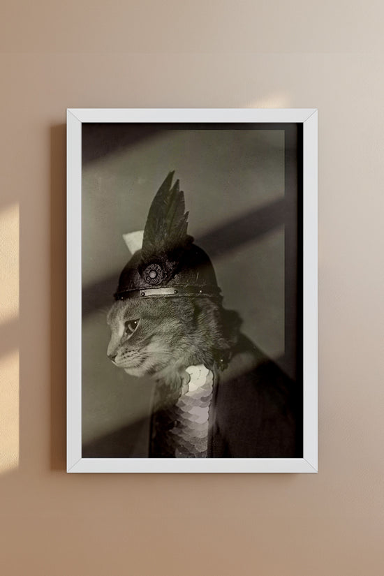 Brunhilde Cat Photography Print, 1936 — Valkyrie Costume Side Portrait