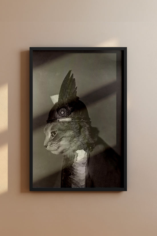 Brunhilde Cat Photography Print, 1936 — Valkyrie Costume Side Portrait