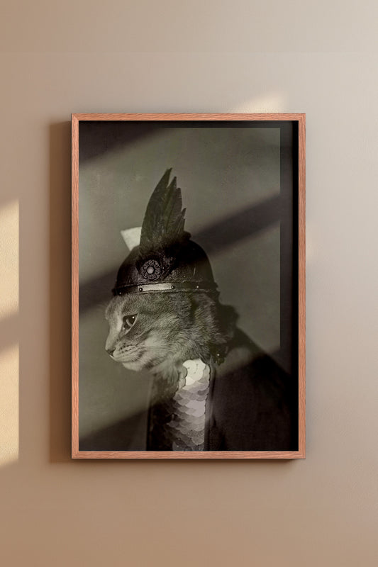 Brunhilde Cat Photography Print, 1936 — Valkyrie Costume Side Portrait