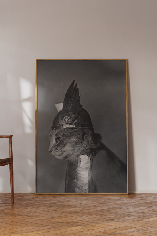 Brunhilde Cat Photography Print, 1936 — Valkyrie Costume Side Portrait
