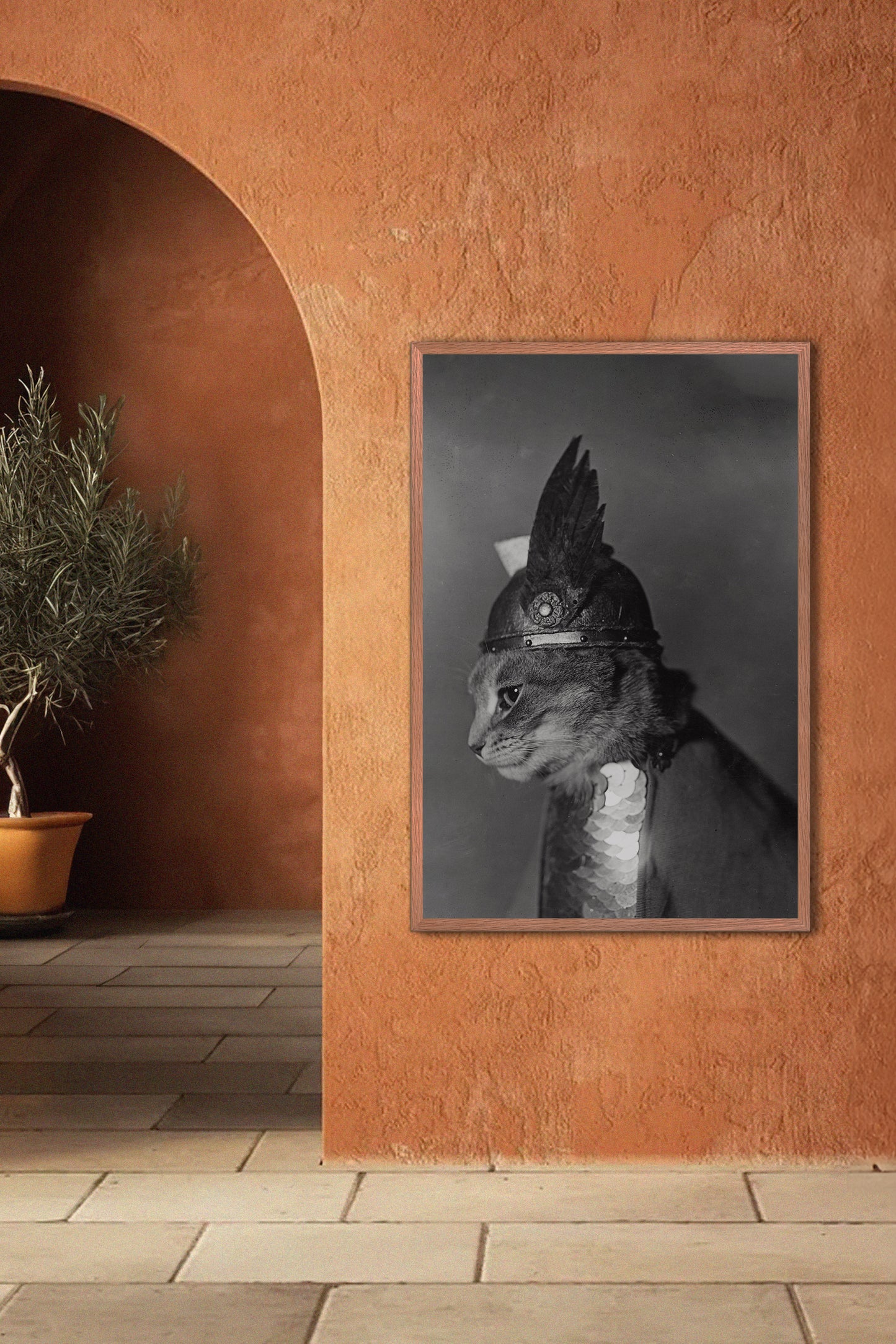 Brunhilde Cat Photography Print, 1936 — Valkyrie Costume Side Portrait