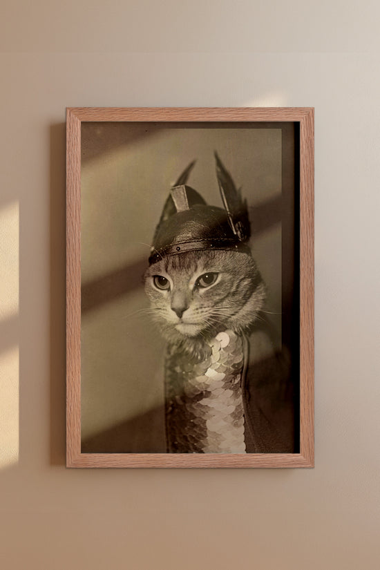 Brunhilde Cat Photography Print, 1936 — Valkyrie Costume Front Portrait